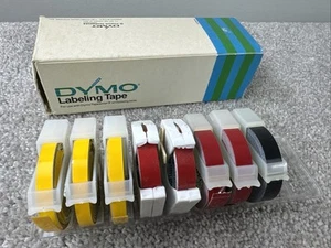 Vintage DYMO Labeling Tape 1/4" x 144" Glossy Yellow Red Black (Box of 8 rolls) - Picture 1 of 1