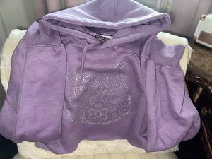 OWNYC 9 Of 24 Cropped Lavender Rhinestone Panda Hoodie- Size M - Picture 1 of 4