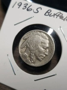 1936 S Buffalo Nickel F schöne Münze # BN36S - Bild 1 von 2