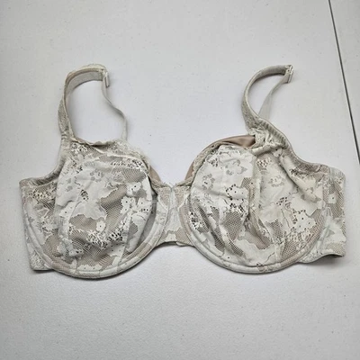 Sutiã Feminino Cacique 40F Bege Floral Balconette Renda com Fio - Imagem 1 de 4