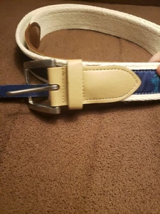 Club Room Mens Palm Tree Ribbon Beige Printed Casual Belt Xl 42-44 - Picture 1 of 16
