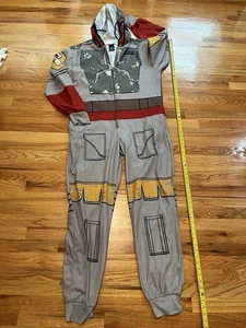 Star Wars Mens' Boba Fett Hooded Costume Pajama Suit One-Piece Adult LG - Picture 1 of 4