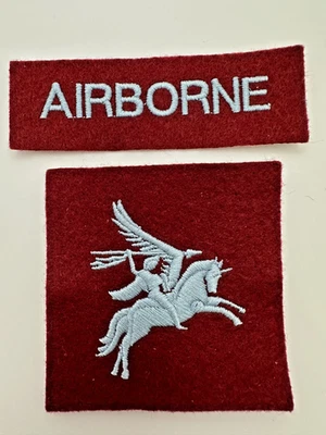 British Airborne Pegasus Patch Paratrooper Insignia Maroon Felt Badge UK Repro - Image 1 of 2