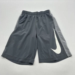 Nike Dry Fit Athletic Shorts Youth Boys S Gray Logo Pocket ..#32425 - Picture 1 of 11