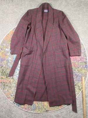 Vtg Pendleton Mens S Red Gray Plaid Tartan Virgin Wool Belted USA Pockets EUC - Image 1 of 4