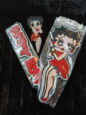 Betty Boop Vintage classic pose sew on patches set of 3, 2 chenile & 1 sequin - Image 1 of 4