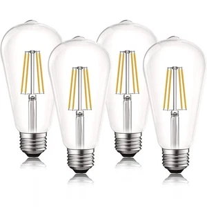 Luxrite LED Edison Bulb 8W=75W ST19 ST58 3000K 800LM Dimmable Damp Rated E26 4PK - Picture 1 of 7