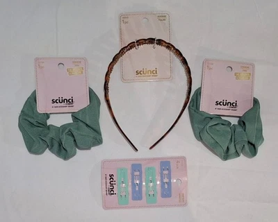 Paquete de accesorios para el cabello Scünci - Scrunchies + diadema + clips 4 piezas medias Foto 1 de 4