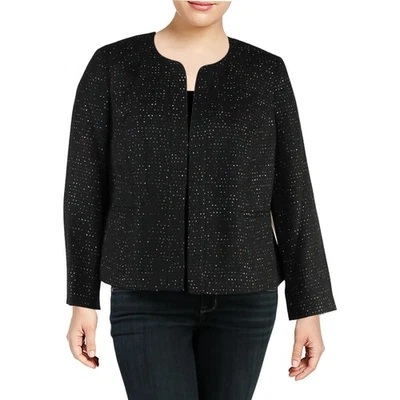 Chaqueta de tweed negra con lentejuelas para mujer Nine West nueva con etiquetas LA VIE EN ROSE, talla 14W Foto 1 de 3