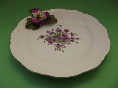 Mitterteich - Porzellan * Speiseteller, Ø 24cm * Veilchen, grüner Rand - Bild 1 von 2