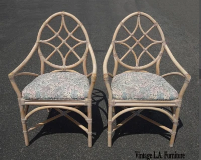 Par de sillas McGuire Mid Century modernas de bambú y ratán de colección como están Foto 1 de 4