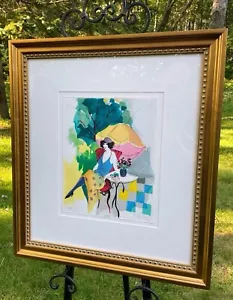 Itzchak Tarkay Maria Original Color Serigraph Signed Female Cafe Framed Artwork - Picture 1 of 21