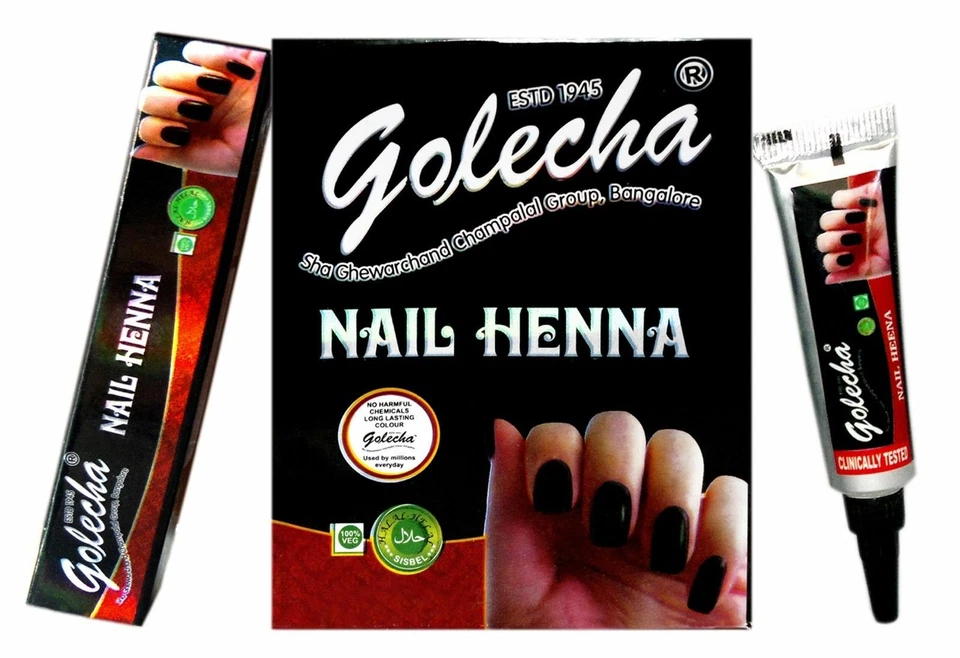 Tubos pequeños de henna para uñas Golecha para arte en uñas - negro - 12 tubos Foto 1 de 4