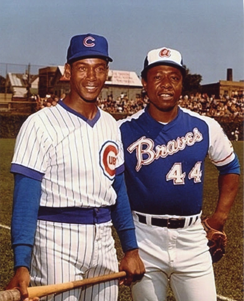 HANK AARON BRAVES-ERNIE BANKS CUBS  8X10 SPORT PHOTO (XXXL) - Image 1 of 1