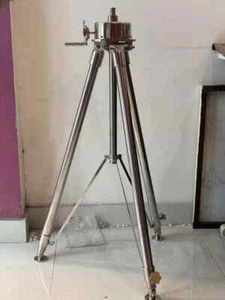 Steel Floor Standing Tripod Antique Heavy Silver Nautical - Picture 1 of 8