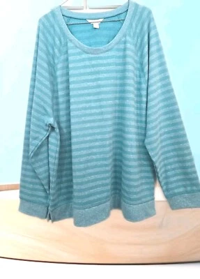 Nuevo con etiquetas Charter Club Intimates XL Top Pullover tejido a rayas felpa francesa L/S 💙  Foto 1 de 4