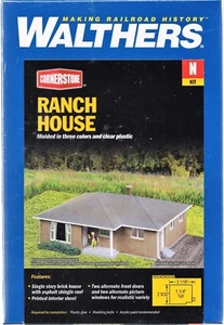N Scale Walthers Cornerstone 933-3838 Brick Ranch House Building Kit - Picture 1 of 1