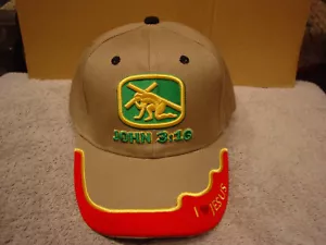 JESUS JOHN 3:16 ( RELIGIOUS ) BASEBALL CAP ( BEIGE ) - Picture 1 of 2