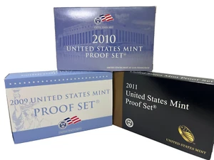 2009, 2010 & 2011 United States Mint Proof Sets Complete with OGP Box + COA - Picture 1 of 6