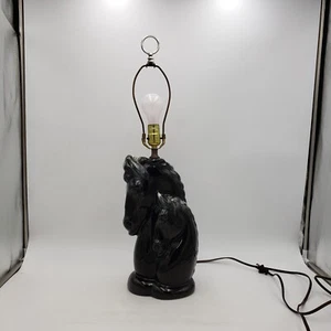Vintage Ceramic Drip Glaze Horse & Foal Head Lamp Mid Century Modern - Picture 1 of 20
