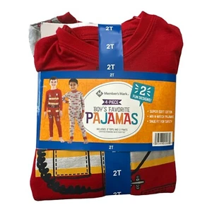 Member's Mark 4-Piece Boy's 100% Cotton Long Sleeve & Pant Favorite Pajama Sets - Picture 1 of 8