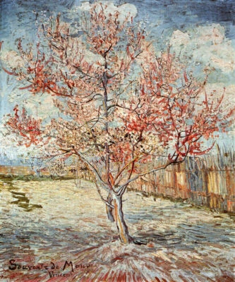 PEACH TREE IN BLOOM AT ARLES IMPRESSIONISM PAINTING BY VINCENT VAN GOGH REPRO - Image 1 of 3