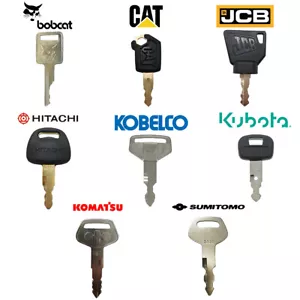 8x Excavator Keys Set Bobcat Cat Jcb Hitachi Kobelco Kubota Komatsu Sumitomo Uk - Picture 1 of 2