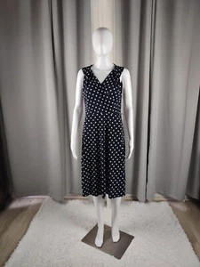 Abito midi Jones New York donna nero bianco a pois scollo a V, senza maniche taglia S - Foto 1 di 10