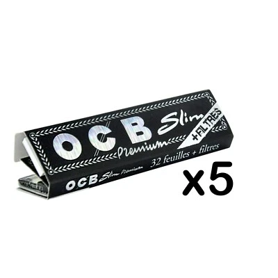 5 Packs OCB Black Premium King Size Slim Papers + Perforated Roach Filter Tips - Image 1 of 4