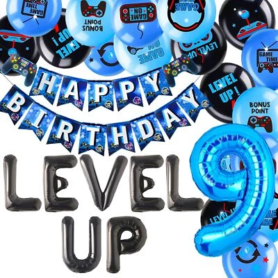 19 PIEZAS Videojuego Decoración Cumpleaños Nivel 9º Cumpleaños Decoraciones Juego... Foto 1 de 4