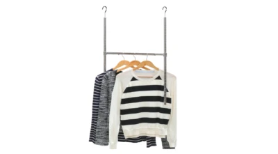 VIC_SPACE1 Closet Hanger Rod Adjustable Hanging Clothes Organizer Elegant Design Bar Chrome