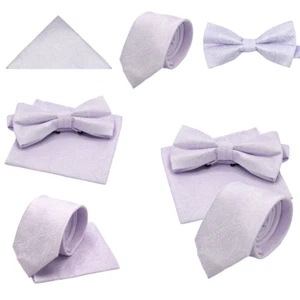 Pastel Lilac Purple Tie pocket square Bow tie Hanky Wedding formal Prom Races - Picture 1 of 20