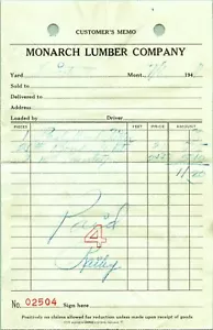 Monarch Lumber Company Lewitown Montana cortile 1948 ricevuta fattura - Foto 1 di 2