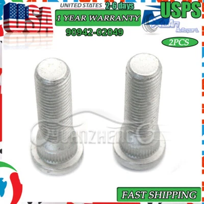 Ajuste para TOYOTA TACOMA TUNDRA LEXUS PERNO DE CUBO DE RUEDA 90942-02049 2 PIEZAS EE. UU. Foto 1 de 4