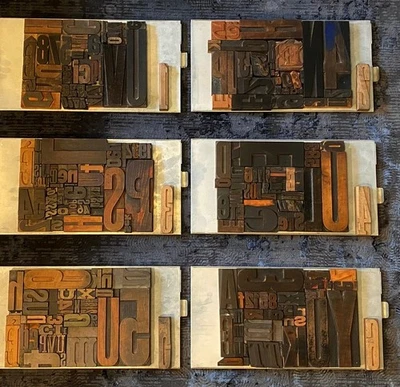 1 x mixed lot of letterpress wooden printing blocks wood type vintage antique~ - Image 1 of 4