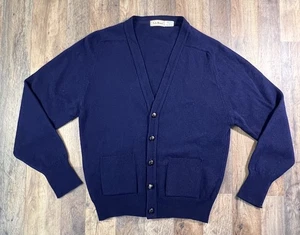 Vintage LL Bean Strickjacke Pullover Medium dunkelblau Lammwolle Opa Schottland. - Bild 1 von 8