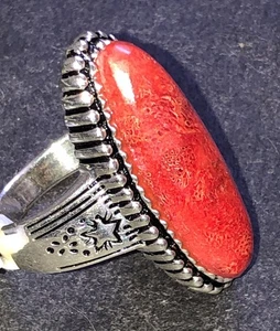 STERLING SILVER 925 Lot Ring C19 Sz 9 Thailand Red Carnelian BBJ Beautiful Star - Picture 1 of 10