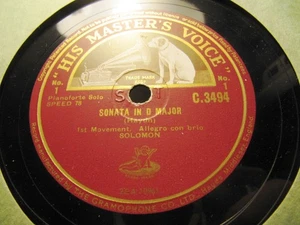 SOLOMON Cutner British Piano Haydn Sonata D Major HMV C 3494 78 x - Foto 1 di 3
