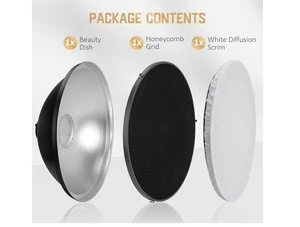 21.6"/55cm Beauty Dish Bowens Mount, Light Reflector Diffuser for Studio Strobe - Picture 1 of 15