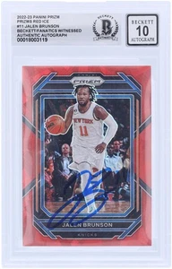 Jalen Brunson New York Knicks Signed 2022-23 Panini Prizm Red Ice 11 BAS 10 Card - Picture 1 of 2
