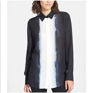 VINCE Vertical Dip Dye Silk Ombré Button Down Blouse 0 - Bild 1 von 5