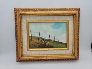 1971 Joseph L. Adams Öl auf Leinwand Gemälde Zaun/Gras Landschaft signiert - Bild 1 von 8