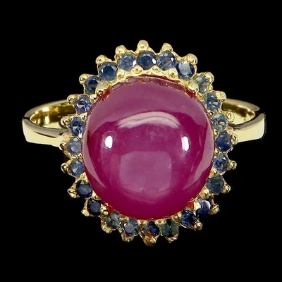 925 Sterling Silver Ring Oval Ruby 11x10mm Sapphire Gemstone Jewelry Size 8 - Image 1 of 4