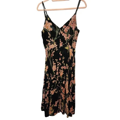 Anthropologie Eri + Ali Velvet Cherry Blossom Floral Midi Dress Size 6 EUC - Image 1 of 4