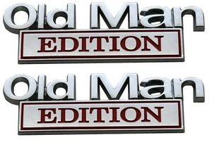 Calcomanía de metal con emblemas Old Man Edition 2 piezas para universal coche camión SUV cromo rojo - Imagen 1 de 7