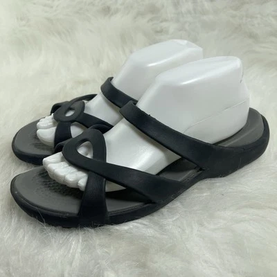 Sandalias Crocs Meleen Twist para mujer talla 10 negras con tiras de goma cómodas sin cordones Foto 1 de 4