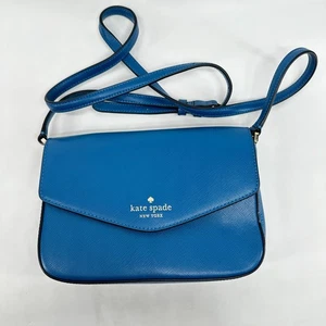Kate Spade New York Crossbody Bag Blue Women's Leather Inner Pockets - Picture 1 of 8
