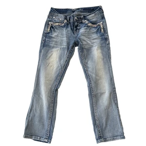 🔥Grace In LA Bootcut Women's Jeans, Size 28, embellished, med. wash blue - Picture 1 of 8