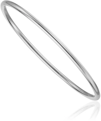 18K Solid White Gold 2.9mm Slip On Bangle Bracelet - Image 1 of 4