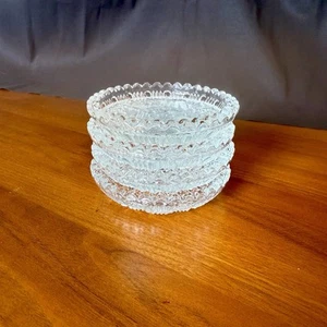 Flower & Hexagon Pressed Glass Coasters (Set of 4) Trinket Dish Ashtray Italian - Picture 1 of 11